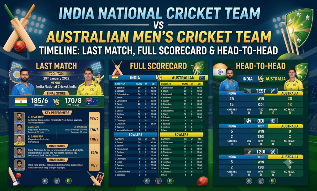 india national cricket team vs australian men’s cricket team timeline