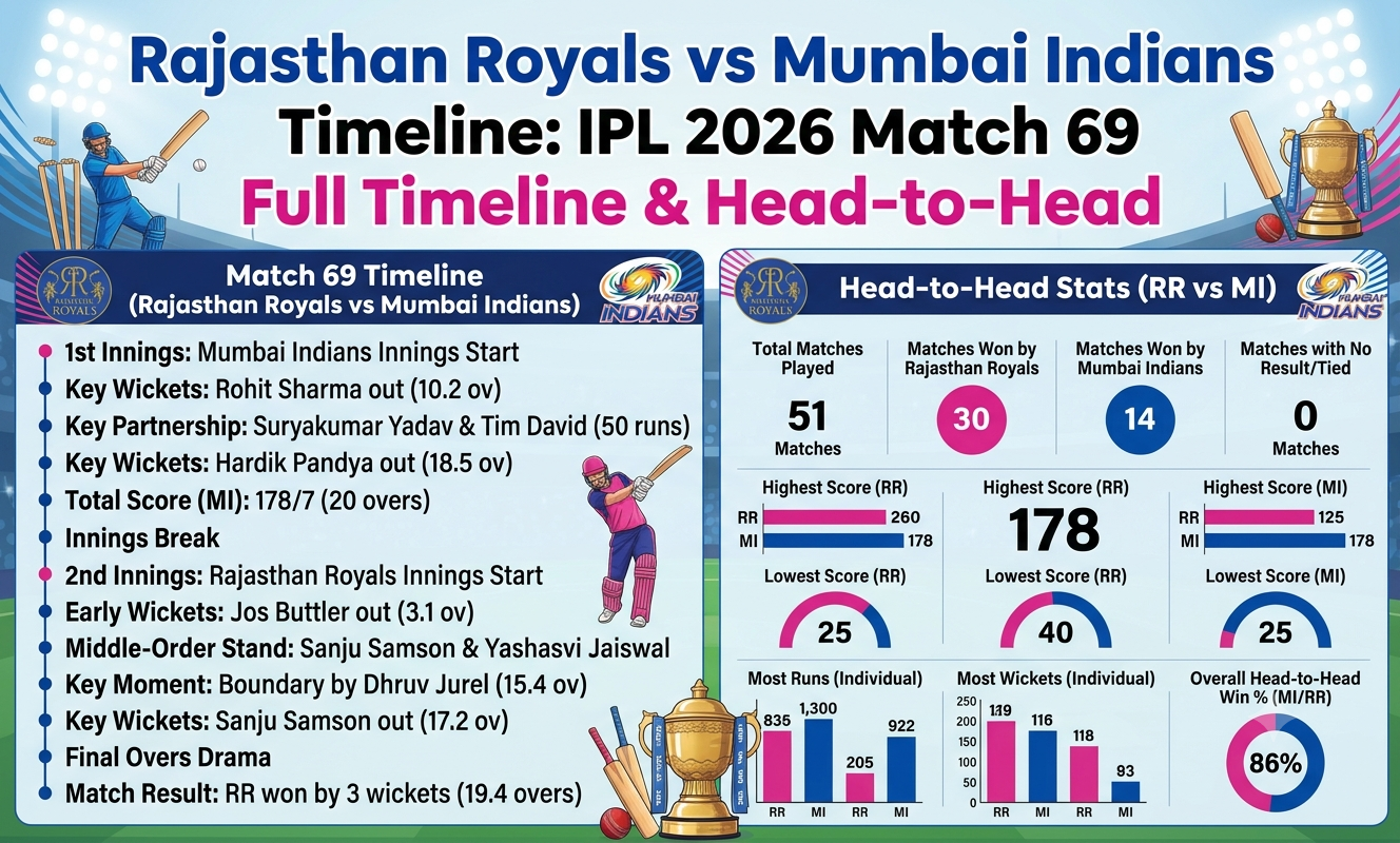 rajasthan royals vs mumbai indians timeline