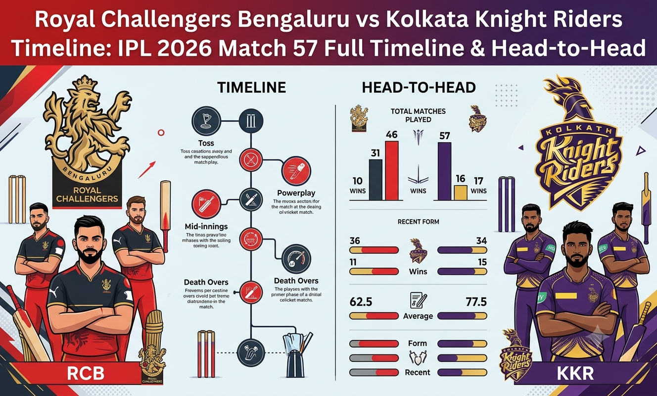 royal challengers bengaluru vs kolkata knight riders timeline